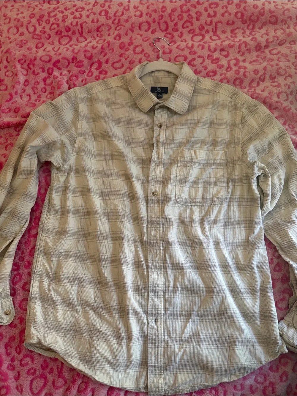 J. Crew Men's Light Cream Plaid Button-Down Shirt